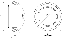 DIN 1804 Гайка круглая шлицевая с метрической мелкой резьбой