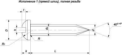 ГОСТ 11650-80 Винты самонарезающие с полукруглой головкой и заостренным концом прямой шлиц