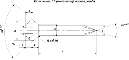 ГОСТ 11651-80 Винты самонарезающие с полупотайной головкой и заостренным концом прямой шлиц, полная резьба